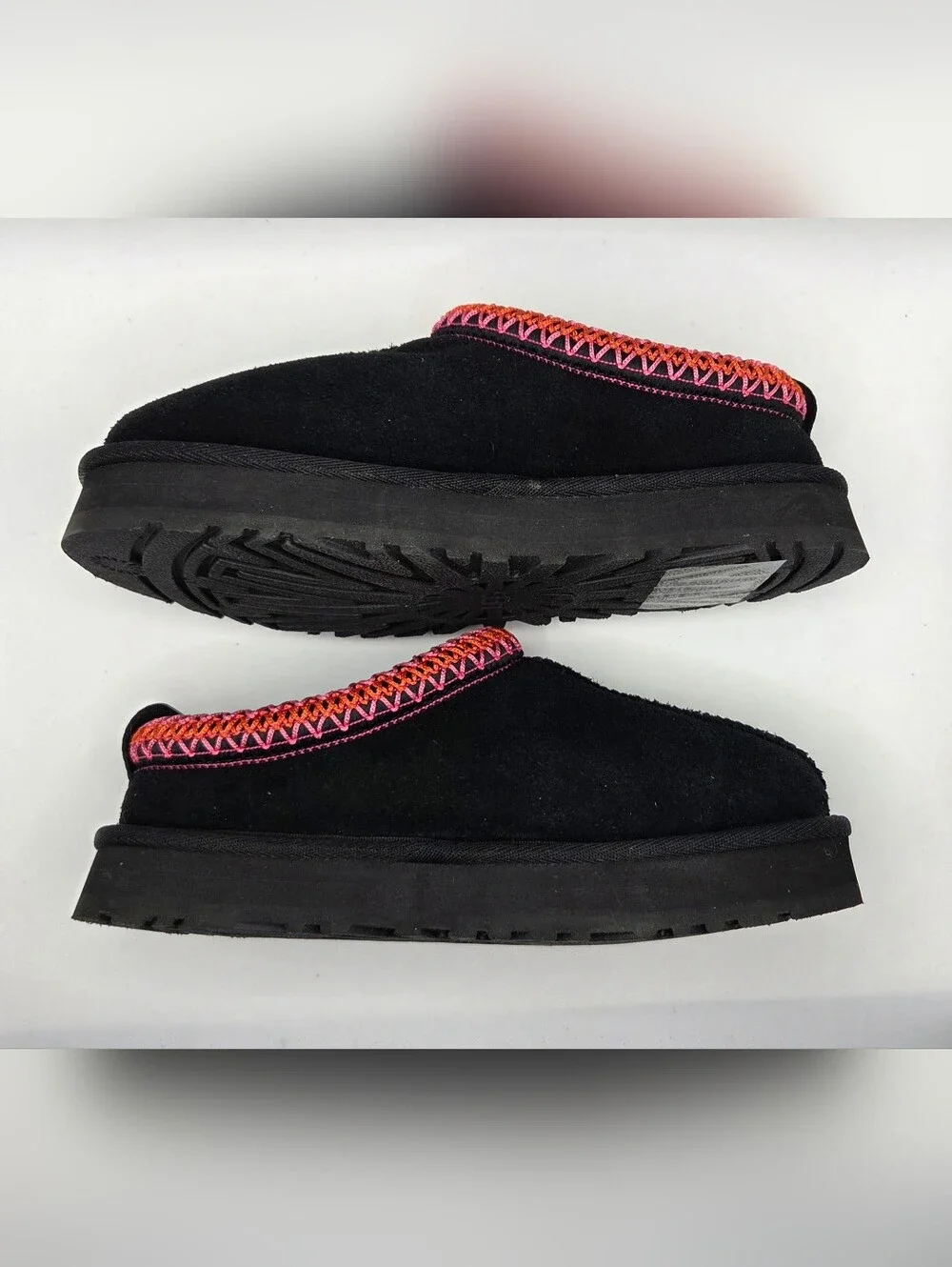 UGG Black Suede Slip-On Clog with Neon Stitching